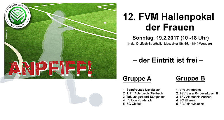 12. FVM-Hallenpokal der Frauen: Zehn Mannschaften in Wegberg